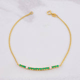 Pulso Cubano Tenis Esmeraldas 26pts Diamantes 11pts 2.15g / 18.2cm / 2.4mm Oro Amarillo 18K