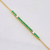 Pulso Cubano Tenis Esmeraldas 26pts Diamantes 11pts 2.15g / 18.2cm / 2.4mm Oro Amarillo 18K