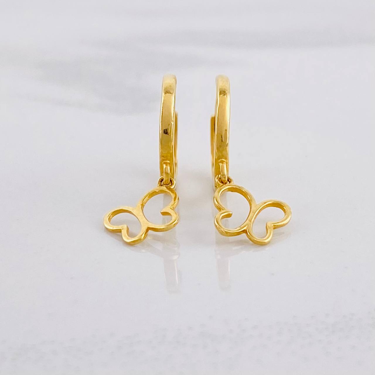 Candongas Silueta Mariposa Colgante 1.7g / 2.1cm Oro Amarillo 18K
