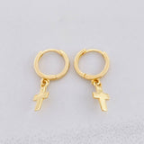 Candongas Cruz Colgante 1.6g / 2cm Oro Amarillo 18K