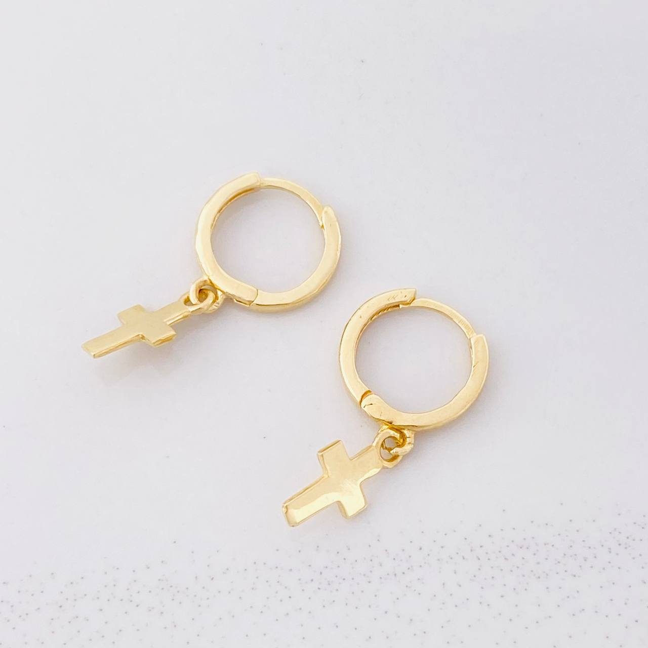 Candongas Cruz Colgante 1.6g / 2cm Oro Amarillo 18K