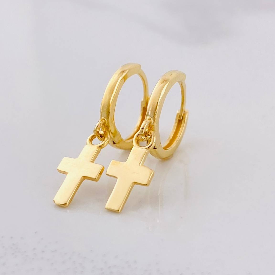 Candongas Cruz Colgante 1.6g / 2cm Oro Amarillo 18K