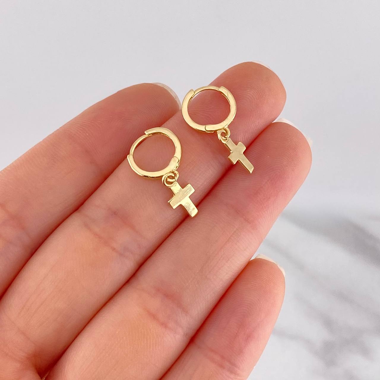 Candongas Cruz Colgante 1.6g / 2cm Oro Amarillo 18K