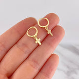 Candongas Cruz Colgante 1.6g / 2cm Oro Amarillo 18K