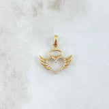 Dije Ángel Corazón Silueta 1.6gr / 2.2cm / Circones Blancos Oro Amarillo 18K ©