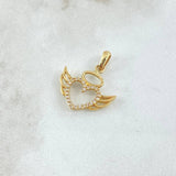 Dije Ángel Corazón Silueta 1.5gr / 2.2cm / Circones Blancos Oro Amarillo 18K