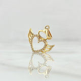 Dije Ángel Corazón Silueta 1.6gr / 2.2cm / Circones Blancos Oro Amarillo 18K ©