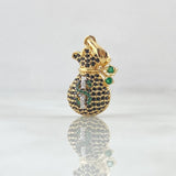 Dije Bolsa de Dinero Coquett 2.8gr / 2.5cm / Circones Blancos Negros Verdes Oro Amarillo 18K