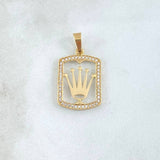 Dije Marco Rectangular Corona Rx 1.9gr / 2.8cm / Oro 18K