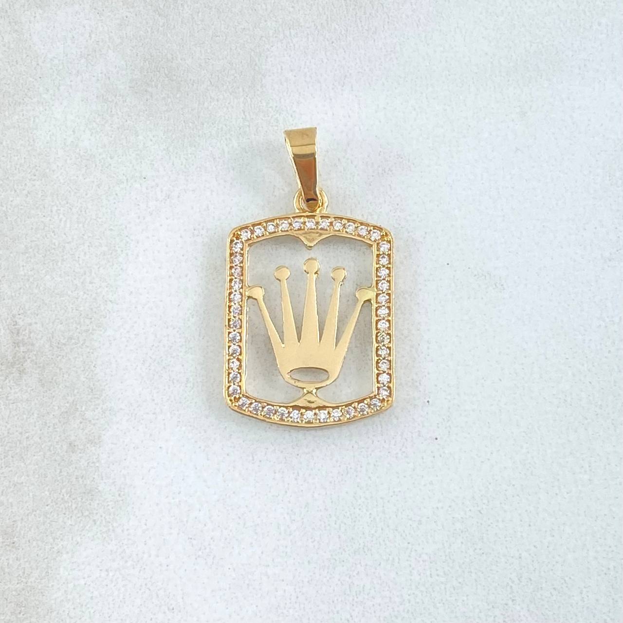 Dije Marco Rectangular Corona Rx 1.85gr / 2.8cm / Oro 18K