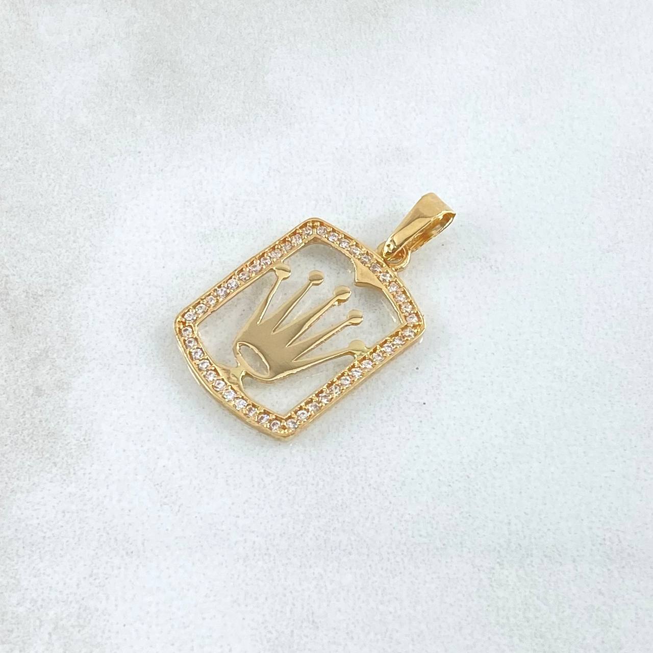 Dije Marco Rectangular Corona Rx 1.9gr / 2.8cm / Oro 18K