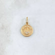 Dije Corona RX Circulo 0.95gr / 1.8cm / Texturizado Circones Blancos Oro Amarillo 18K *