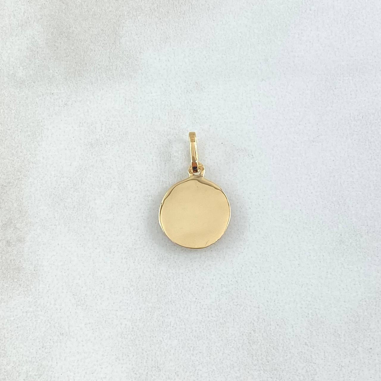 Dije Corona RX Circulo 0.95gr / 1.8cm / Texturizado Circones Blancos Oro Amarillo 18K *