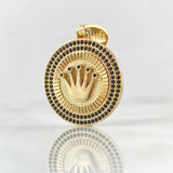 Dije Medalla Corona RX 7.15gr / 3.6cm / Circones Negros Oro Amarillo 18K ©