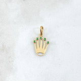 Dije Corona RX Silueta 0.7gr / 2cm / Circones Verdes Oro Amarillo 18K ©