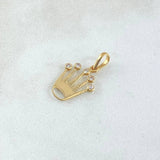 Dije Corona Silueta 0.75gr / 2cm / Circones Blancos Oro Amarillo 18K ©