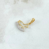 Dije Silueta de Perro 0.85gr / 2cm / Circones Blancos Oro Amarillo 18K ©