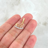 Dije Silueta de Perro 0.85gr / 2cm / Circones Blancos Oro Amarillo 18K ©
