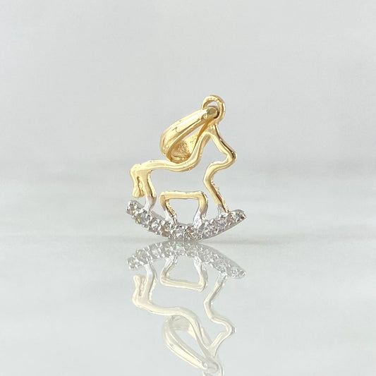 Dije Silueta de Perro 0.85gr / 2cm / Circones Blancos Oro Amarillo 18K ©