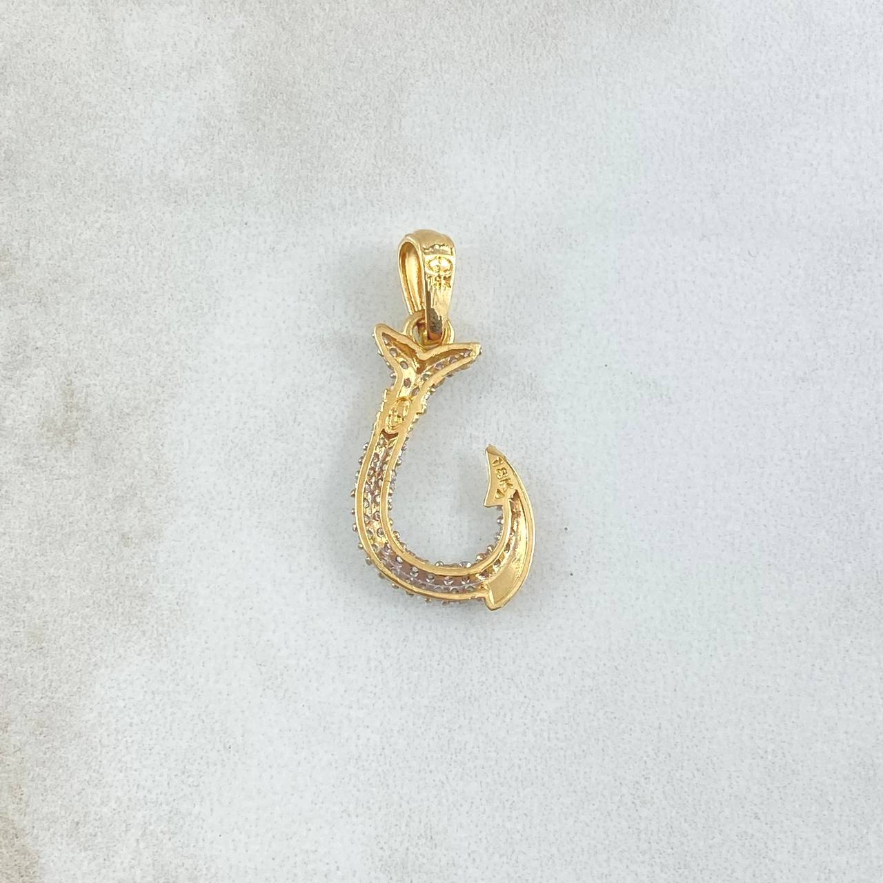 Dije Anzuelo 1.5gr / 2.8cm / Circones Blancos Oro Amarillo 18K ©