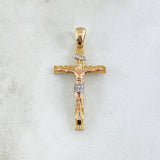 Dije Cruz Cristo de Madera 4.2gr / 3.8cm / Circones Blancos Tres Oros 18K ©