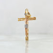 Dije Cruz Cristo de Madera 4.2gr / 3.8cm / Circones Blancos Tres Oros 18K ©