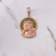 Dije Rostro Cristo 9.3gr / 4.5cm / Circones Verdes Blancos Dos Oros Blanco Rosa 18K $