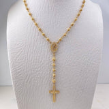 Rosario Virgen Maria 18.5gr / 60cm / 4mm-5mm Bolas Diamantadas Circones Blancos Oro Amarillo 18K $
