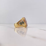 Anillo Ruleta 14.35gr / T10 1/2 / Circones Fucsia Blancos Verdes Tres Oros 18K $