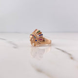 Anillo Indio 8.1gr / T11 1/4 / Circones Fucsias Verdes Azules Oro Rosa 18K $