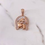 Dije Herradura Caballo 11.5gr / 4cm / Circones Blancos Dos Oros Blanco Rosa 18K $
