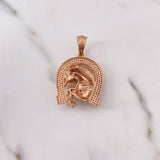 Dije Herradura Caballo 11.5gr / 4cm / Circones Blancos Dos Oros Blanco Rosa 18K $