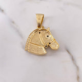 Dije Caballo 13.05gr / 4.5cm / Circones Negros Blancos Dos Oros Amarillo Blanco 18K $