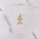 Dije Letra A Corona 1.05gr / 2.3cm / Circones Negros Oro Amarillo 18K $