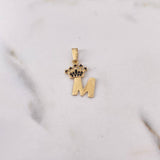 Dije Letra M Corona 1.1gr / 2.5cm / Circones Negros Oro Amarillo 18K $