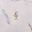 Dije Letra L Corona 0.85gr / 2.2cm / Circones Blancos Oro Amarillo 18K $