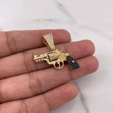 Dije Arma Revolver 4.1gr / 2.8cm / Circones Negros Blancos Dos Oros Negro Amarillo 18K $
