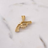 Dije Arma Revolver 4.25gr / 2.8cm / Circones Blancos Dos Oros Amarillo Blanco 18K $