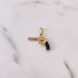 Dije Arma Revolver 2.65gr / 2.2cm / Circones Negros Dos Oros Negro Amarillo 18K $
