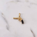 Dije Arma Revolver 2.65gr / 2.2cm / Circones Negros Dos Oros Negro Amarillo 18K $