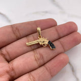 Dije Arma Revolver 2.65gr / 2.2cm / Circones Negros Dos Oros Negro Amarillo 18K $