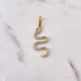 Dije Serpiente 1.95gr / 4cm / Circones Negros Verdes Dos Oros Negro Amarillo 18K $