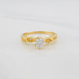 Anillo Solitario Hojas 2.75g / T6 Oro Amarillo 18K
