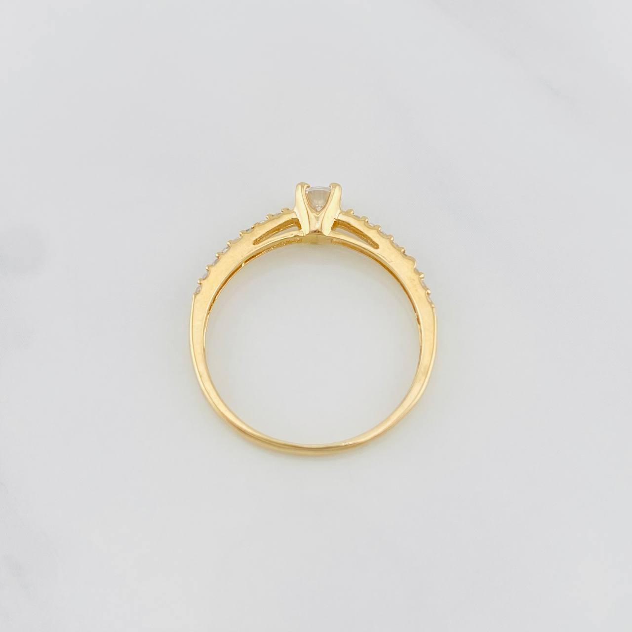 Anillo Solitario Churumbela Puente 1.8g / T7 3/4 Oro Amarillo 18K