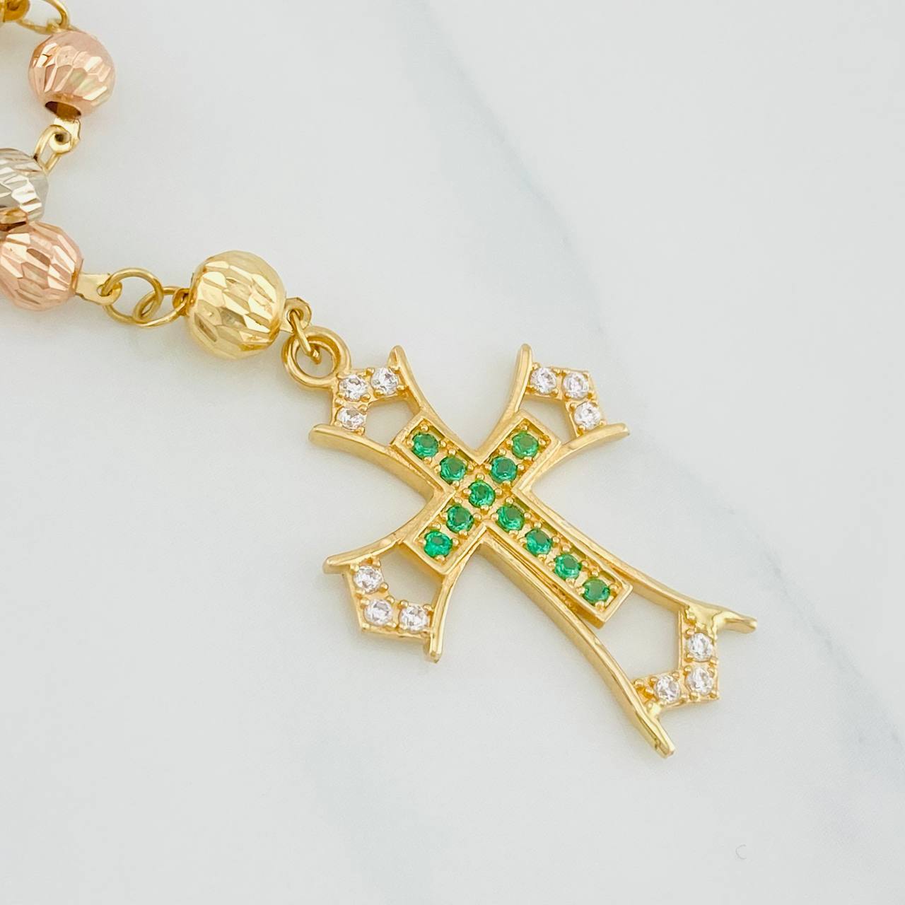 Rosario Guadalupe Cruz 10.6g / 60cm / 4mm-5mm Tres Oros 18K