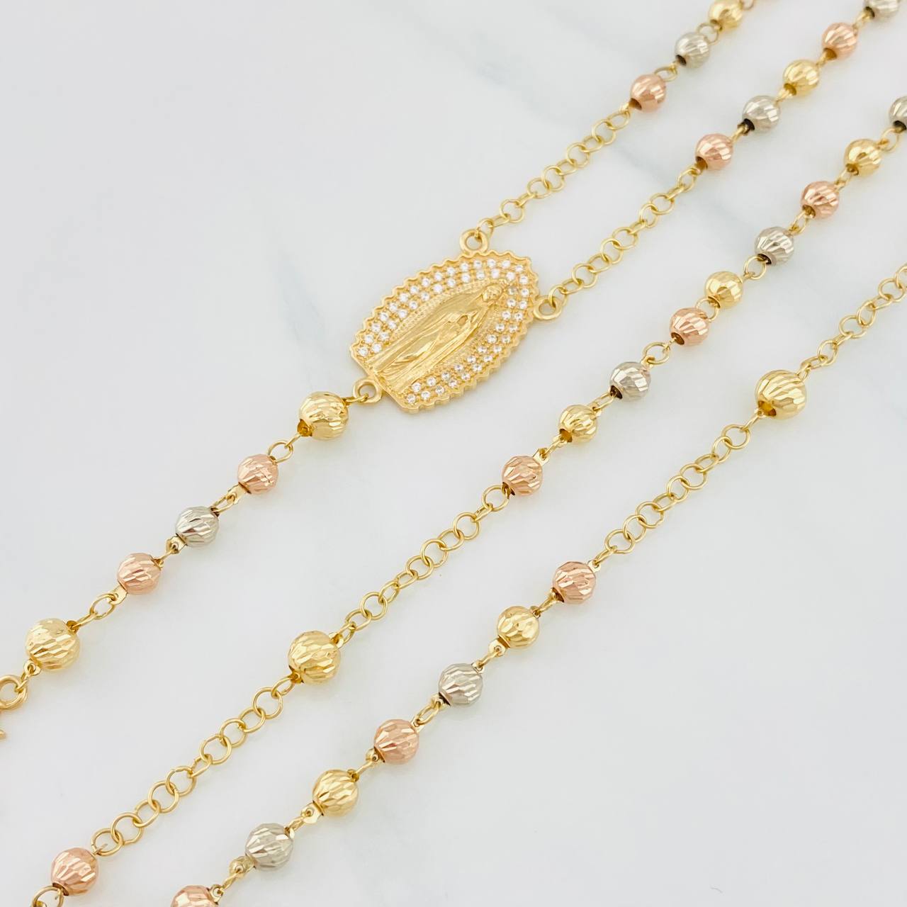 Rosario Guadalupe Cruz 10.6g / 60cm / 4mm-5mm Tres Oros 18K