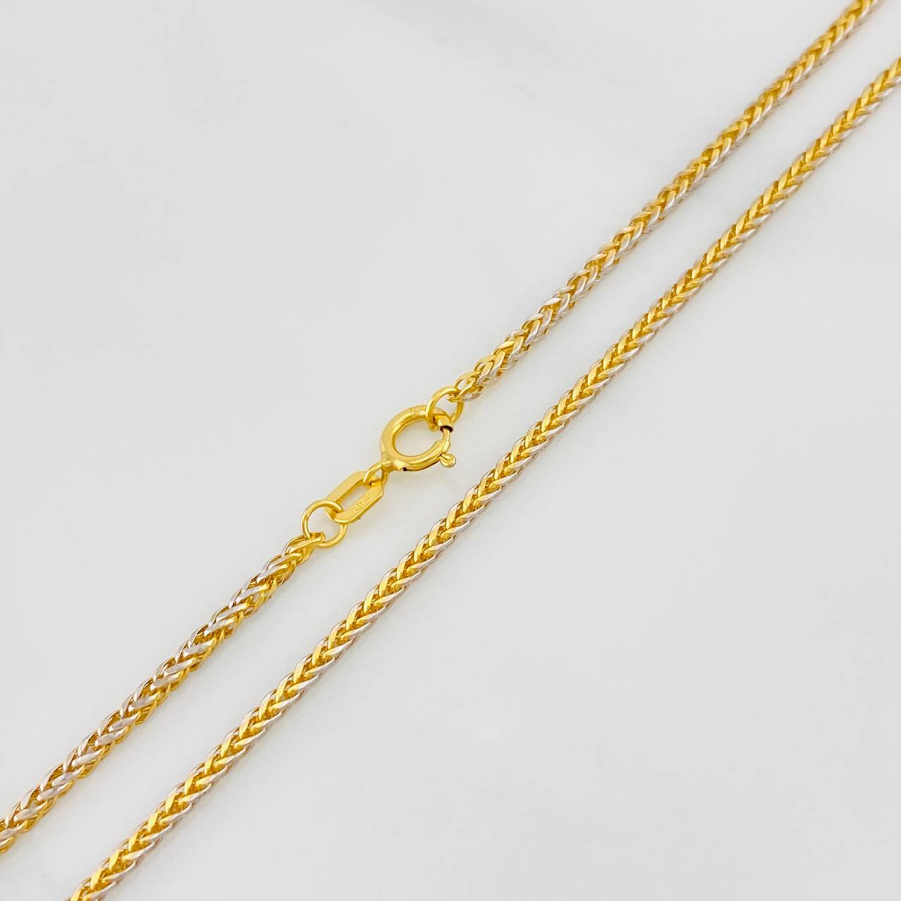 Cadena Franco 2.6g / 60cm / 1.29mm Dos Oros Amarillo Blanco 18K
