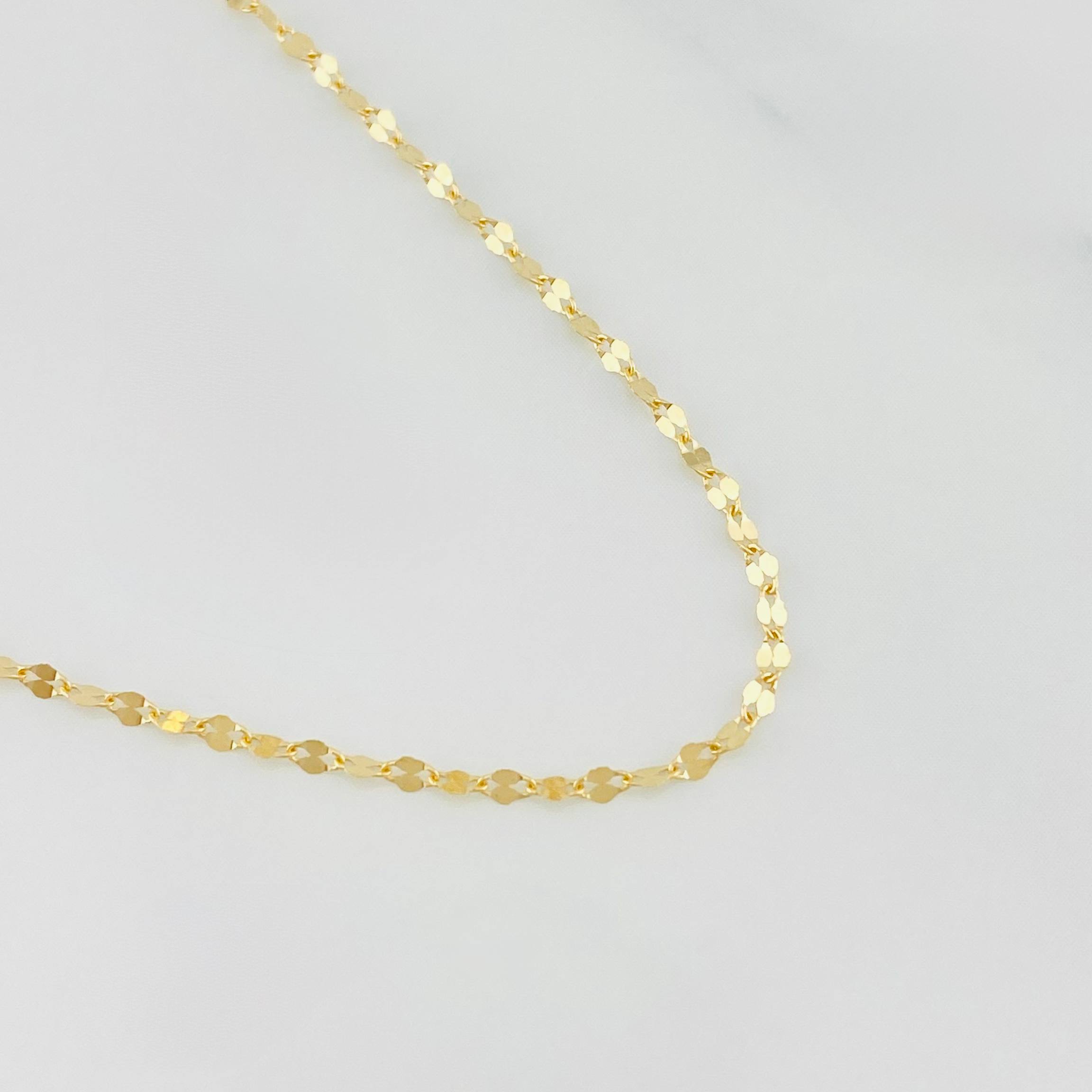 Cadena Flor Espejo 0.9g / 45cm / 1.5mm Oro Amarillo 18K