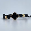 Pulsera Negra Trebol 2.15gr / Oro 18K &
