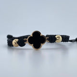 Pulsera Negra Trebol 2.15gr / Oro 18K &